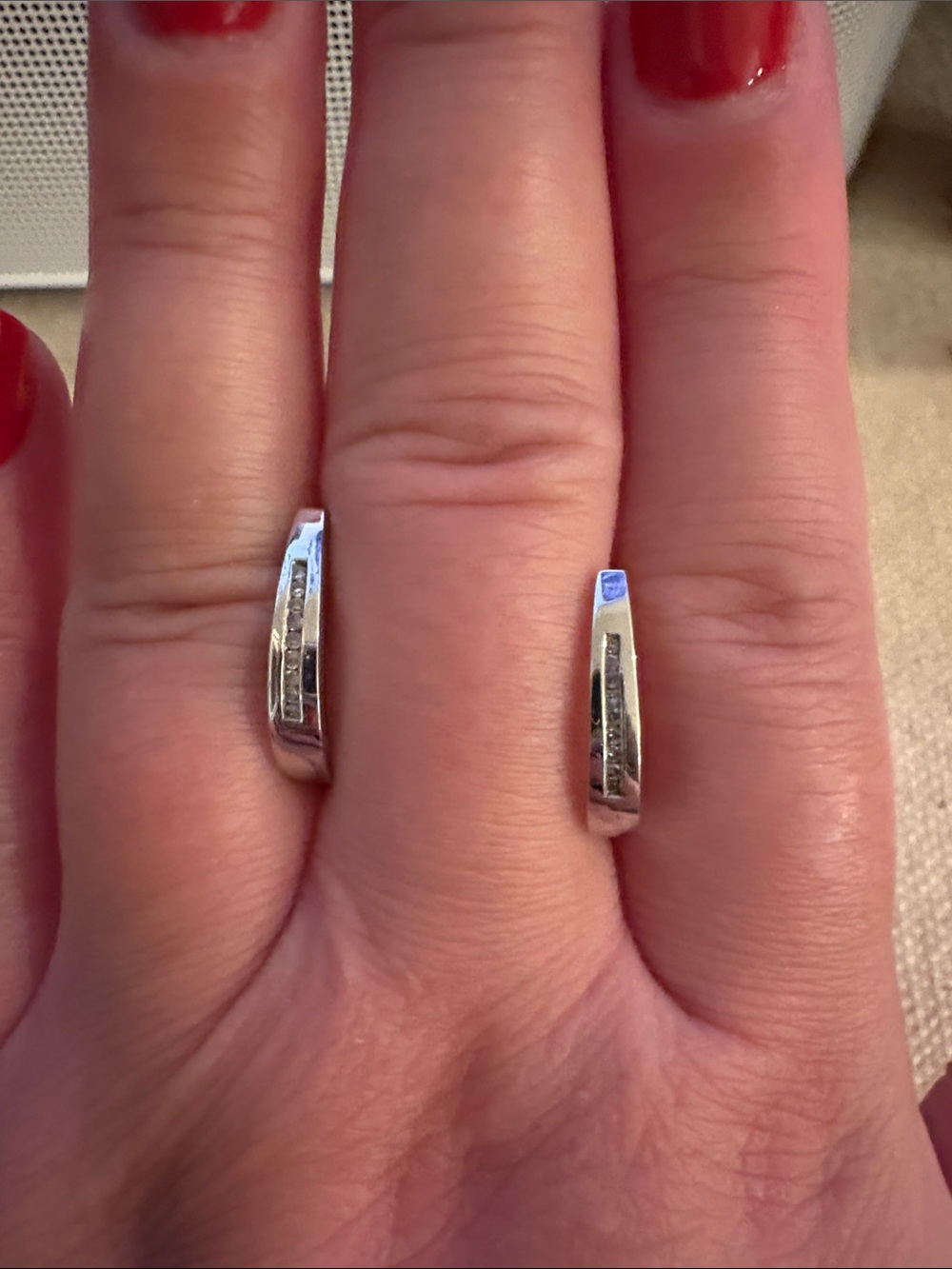 White Gold Channel-Set Huggie Earrings
